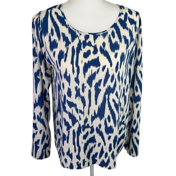 The Impeccable Pig Blue and White Long Sleeve Blouse Size M - Picture 1 of 10